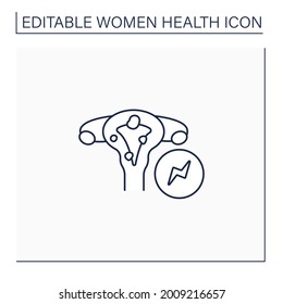 Fibroids line icon. Abnormal growth. Develop in the uterus. Cancerous or noncancerous tumors.Health protection. Women health concept. Isolated vector illustration.Editable stroke