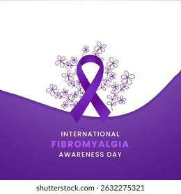 Fibromyalgia awareness Day background design with Purple silk ribbon.