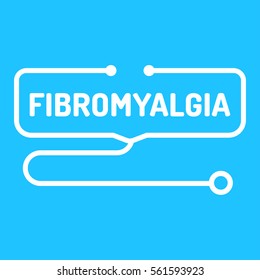 Fibromyalgia. Stethoscope Icon. Flat Vector Illustration On Blue Background.