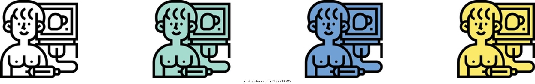 fibroscan icon. Outline, Green, Blue and Yellow Style Design Isolated On White Background