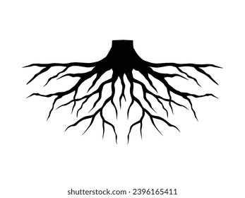 sistema de raíces fibrosas de una planta. raíces fibrosas con diseño de estilo plano. icono de vector