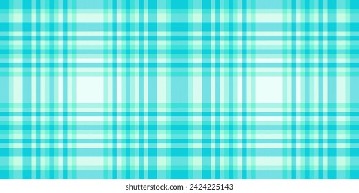 Fibrous tartan vector texture, trend fabric pattern check. Installing seamless plaid background textile in cyan and light color.