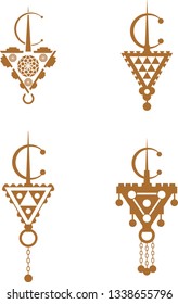 Fibula, Berber Jewellery Symbol Illustration, North African Culture, Isolated On A White Background - Images Vectorielles