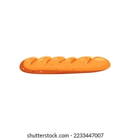 Ficelle cartoon illustration. Traditional French baguette. Bakery, menu, food concept