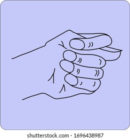 Fico or fig gesture drawn by means of black lines on the purple background