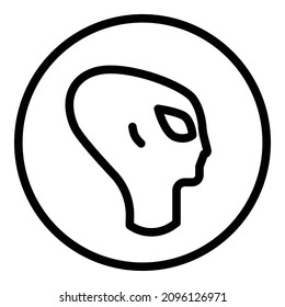 Fiction Alien Head Flat Icon Isolated On White Background