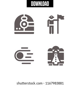 fiction icon. 4 fiction vector set. asteroid, space ship and astronaut icons for web and design about fiction theme