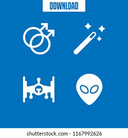 fiction icon. 4 fiction vector set. magic wand, ufo, alien and mars icons for web and design about fiction theme