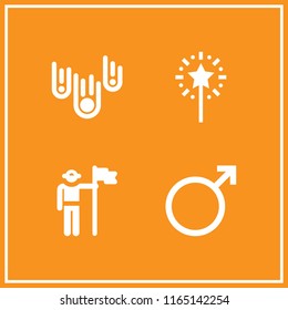 fiction icon. This set with asteroids, magic wand, astronaut and mars vector icons for mobile and web