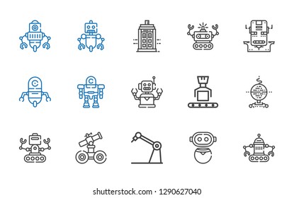 fiction icons set. Collection of fiction with robot, police box. Editable and scalable fiction icons.