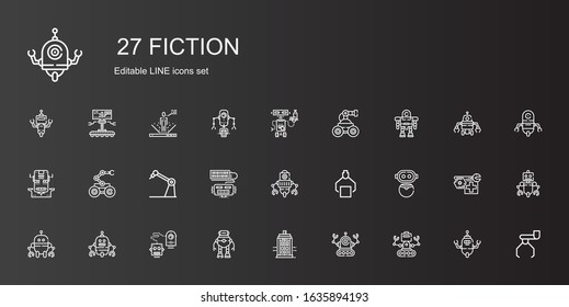 fiction icons set. Collection of fiction with robot, police box. Editable and scalable fiction icons.