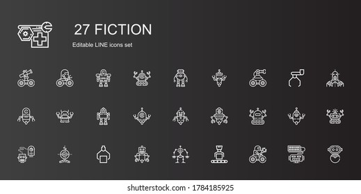 fiction icons set. Collection of fiction with robot. Editable and scalable fiction icons.