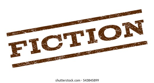 Fiction watermark stamp. Text caption between parallel lines with grunge design style. Rubber seal stamp with unclean texture. Vector brown color ink imprint on a white background.