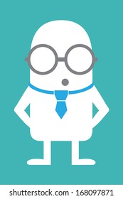 Fictional character animation student in glasses