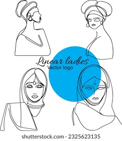 Carácter ficticio. Línea continua, dibujo de rostros y peinado, concepto de moda, mujer belleza minimalista, ilustración vectorial para camiseta, diseño de slogan estilo gráfico impreso