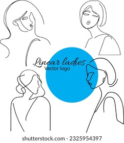 Fictional character. Continuous line, drawing of set faces and hairstyle, fashion concept, woman beauty minimalist, vector illustration for t-shirt, slogan design print graphics style