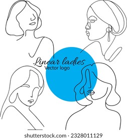 Carácter ficticio. Línea continua, dibujo de rostros y peinado, concepto de moda, mujer belleza minimalista, ilustración vectorial para camiseta, diseño de slogan estilo gráfico impreso