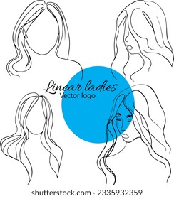 Fictional character. Continuous line, drawing of set faces and hairstyle, fashion concept, woman beauty minimalist, vector illustration for t-shirt, slogan design print graphics style