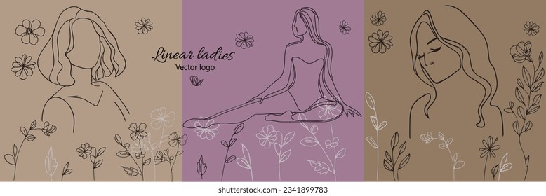 Carácter ficticio. Línea continua, dibujo de rostros y peinado, concepto de moda, mujer belleza minimalista, ilustración vectorial para camiseta, diseño de slogan estilo gráfico impreso