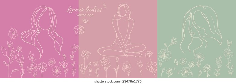 Carácter ficticio. Línea continua, dibujo de rostros y peinado, concepto de moda, mujer belleza minimalista, ilustración vectorial para camiseta, diseño de slogan estilo gráfico impreso
