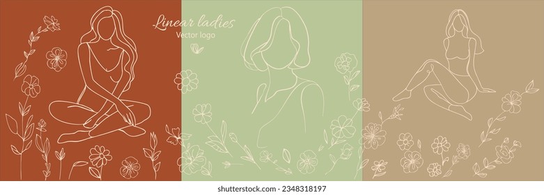 Carácter ficticio. Línea continua, dibujo de rostros y peinado, concepto de moda, mujer belleza minimalista, ilustración vectorial para camiseta, diseño de slogan estilo gráfico impreso