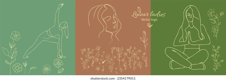 Carácter ficticio. Línea continua, dibujo de rostros y peinado, concepto de moda, mujer belleza minimalista, ilustración vectorial para camiseta, diseño de slogan estilo gráfico impreso