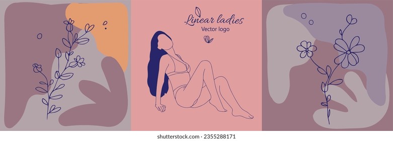 Carácter ficticio. Línea continua, dibujo de rostros y peinado, concepto de moda, mujer belleza minimalista, ilustración vectorial para camiseta, diseño de slogan estilo gráfico impreso