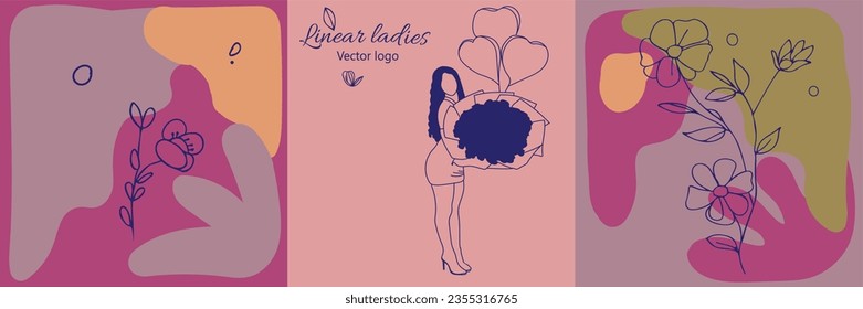 Carácter ficticio. Línea continua, dibujo de rostros y peinado, concepto de moda, mujer belleza minimalista, ilustración vectorial para camiseta, diseño de slogan estilo gráfico impreso