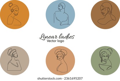 Carácter ficticio. Línea continua, dibujo de rostros y peinado, concepto de moda, mujer belleza minimalista, ilustración vectorial para camiseta, diseño de slogan estilo gráfico impreso