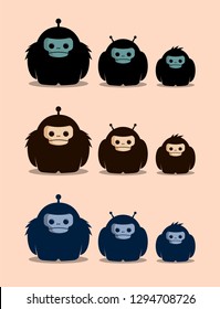 Fictional character of family of space apes. This illustration is ideal for children's story books.