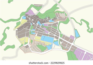 fictional colored highly detailed land use map