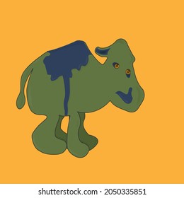 fictional creature in the style of a child's drawing with a seat on its back 