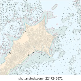 fictional detailed vector Nautical chart of an ocean