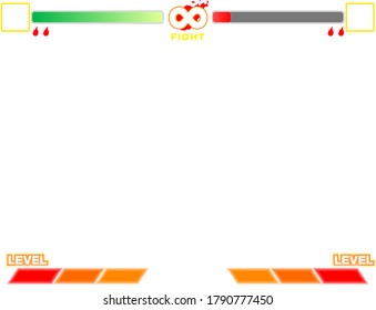 Un marco ficticio de fondo de pantalla al estilo de un juego de lucha. Hay un marco facial.