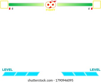 Un marco ficticio de fondo de pantalla al estilo de un juego de lucha. Hay un marco facial.
