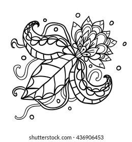 Fictional flowers with tentacles outline illustration on white background.