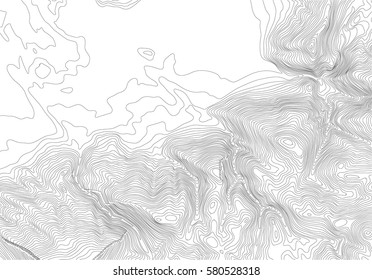 Fictional map hilly terrain relief. Light topo contour map, vector illustration. Empty space for your text