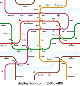 Fictional metro map seamless pattern. Vector illustration.