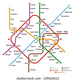 Fictional metro map. Vector illustration.