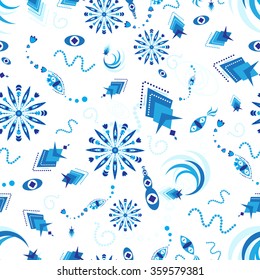 Fictional plankton vector seamless pattern. Fantastic seamless pattern with microorganisms