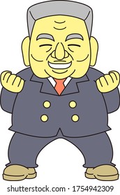 Fictional politician middle-aged illustration.guts pose. Gray hair
