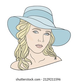 Fictional simple portrait of a young girl in close-up. Vector illustration