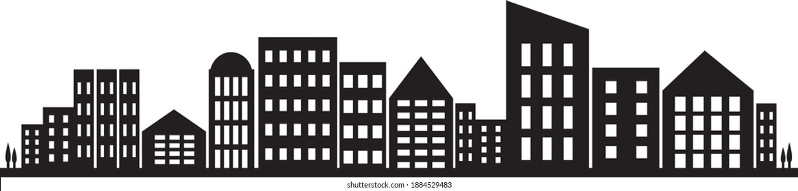 Fictional skyline city silhouette. Vector illustration II.