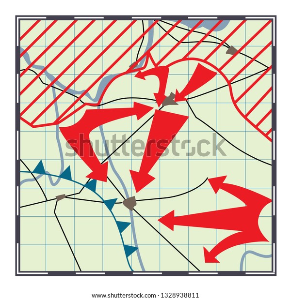 フィクションで様式化された戦闘の地図 ベクターイラスト のベクター画像素材 ロイヤリティフリー