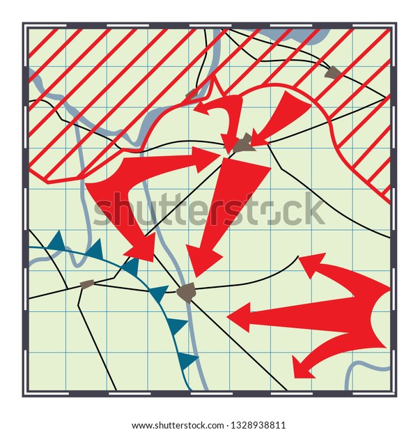 フィクションで様式化された戦闘の地図 ベクターイラスト の