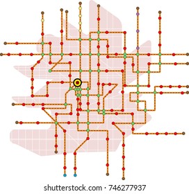 Fictional subway map, public transport map, free copy space