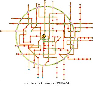 Fictional subway map, public transport map, free copy space