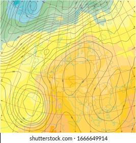 fictional weather and temperature map of Europe