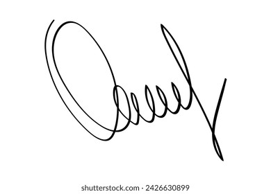 Fictitious Autographs with letter O on Transparent background. Handwritten Fake signature scribble for business certificate or note. Vector doodle isolated illustration