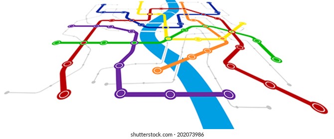 Fictitious City Public Transport Scheme on White Background